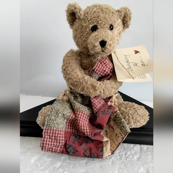 8" Thinking of You Teddy Bear with Note and Blanket by Mama J - Picture 1 of 10